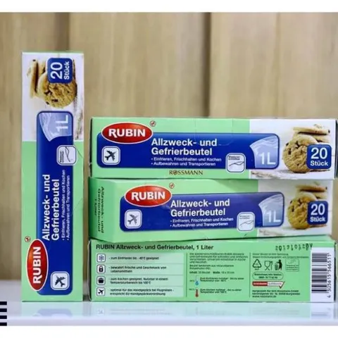 Túi Trữ Đông Rubin - Túi Đựng Thực Phẩm Chịu Nhiệt và Lạnh, Bảo Quản Tươi Ngon, Dùng Được Nhiều Lần, 20 Túi/ Hộp