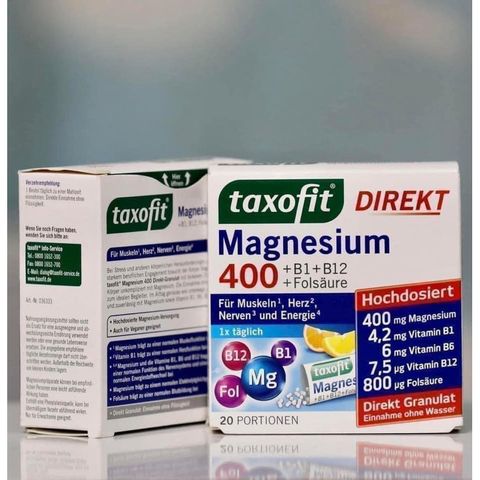 Magiê bột Taxofit Magnesium 400 + B1 + B12, Folsaure