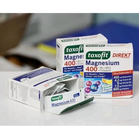 Magiê bột Taxofit Magnesium 400 + B1 + B12, Folsaure