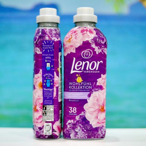 Nước xả vải Lenor Amethyst Blütentraum 950ml - Hương hoa tím sang trọng, lưu hương bền lâu, cho quần áo mềm mại, tiện dụng.