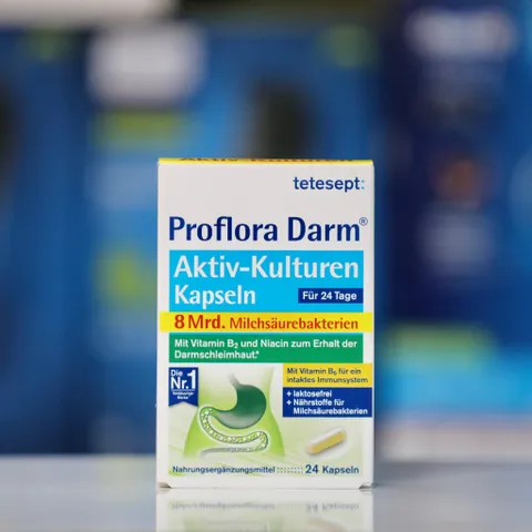 Viên uống bổ sung lợi khuẩn Tetesept Proflora Darm Aktiv-Kulturen - Hỗ trợ tiêu hóa & cân bằng hệ vi sinh đường ruột, 24 viên Đức