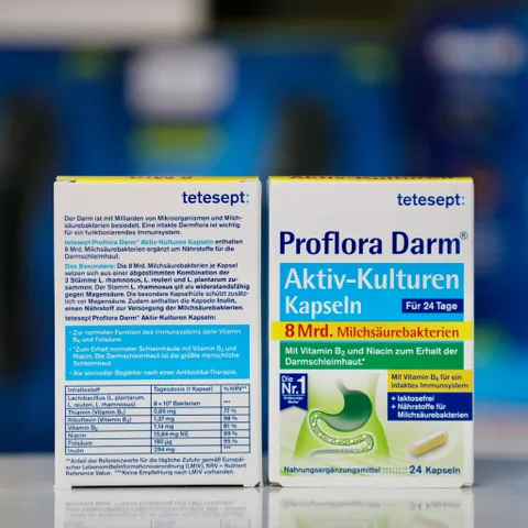 Viên uống bổ sung lợi khuẩn Tetesept Proflora Darm Aktiv-Kulturen - Hỗ trợ tiêu hóa & cân bằng hệ vi sinh đường ruột, 24 viên Đức