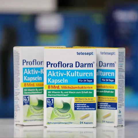 Viên uống bổ sung lợi khuẩn Tetesept Proflora Darm Aktiv-Kulturen - Hỗ trợ tiêu hóa & cân bằng hệ vi sinh đường ruột, 24 viên Đức