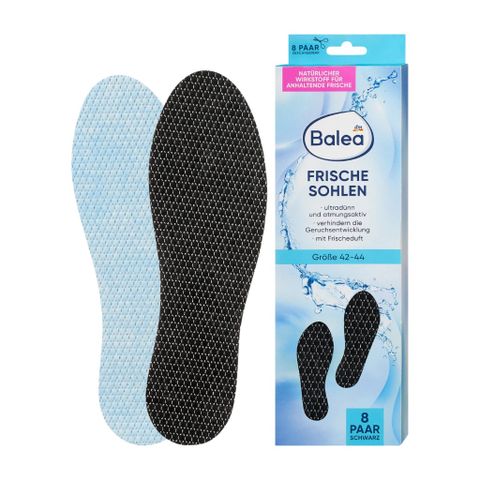 Miếng Lót Giày Balea Than Hoạt Tính Khử Mùi Hôi Chân - Hộp 8 Đôi, Chất Liệu Dày 2mm, Thông Thoáng Cho Giày Thể Thao, Công Sở