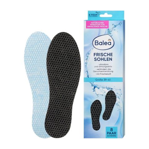 Miếng Lót Giày Balea Than Hoạt Tính Khử Mùi Hôi Chân - Hộp 8 Đôi, Chất Liệu Dày 2mm, Thông Thoáng Cho Giày Thể Thao, Công Sở
