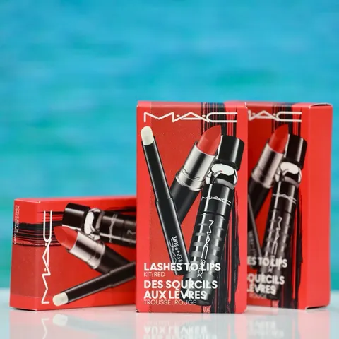 Bộ Trang Điểm MAC 3 Sản Phẩm: Son Thỏi Matte Đỏ Tươi, Mascara Đen Dày, Son Dưỡng Cute - Quà Tặng Làm Đẹp Thời Thượng