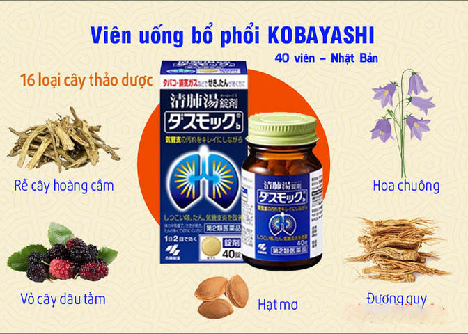 Viên Uống Bổ Phổi KOBAYASHI Nhật Bản - Hỗ Trợ Thanh Lọc Phổi và Cải Thiện Hô Hấp cho Người Hút Thuốc - Thực Phẩm Chức Năng Hàng Nội Địa