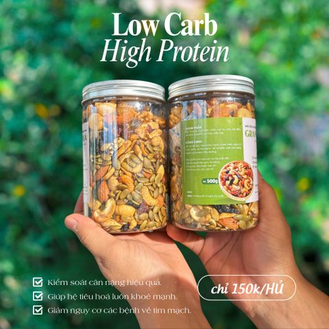 Granola Siêu Hạt Không Yến Mạch Nướng Mật Ong CAO Food - Ngũ Cốc Dinh Dưỡng 100% Không Đường, Handmade Từ Hạt Cao Cấp