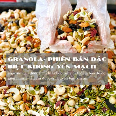 Granola Siêu Hạt Không Yến Mạch Nướng Mật Ong CAO Food - Ngũ Cốc Dinh Dưỡng 100% Không Đường, Handmade Từ Hạt Cao Cấp