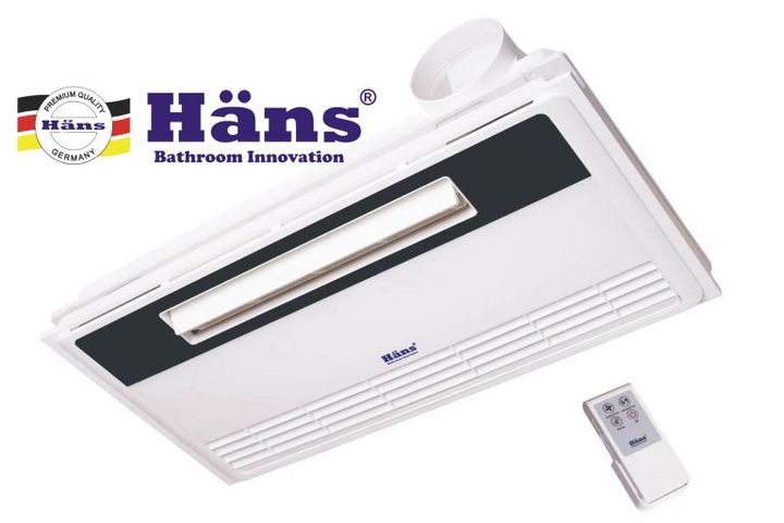 Quạt mát âm trần tích hợp thông gió Hans H20R - Thiết bị 2 trong 1 thổi mát và hút mùi, điều khiển từ xa, công suất 105W