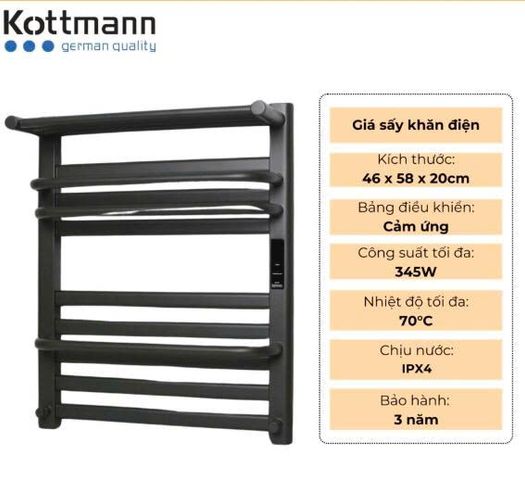 Giá Sấy Khăn Kottmann K4 - Thiết Bị Sấy Khăn Tiện Lợi và Sang Trọng, Công Nghệ Đức, An Toàn và Tiết Kiệm Điện Năng