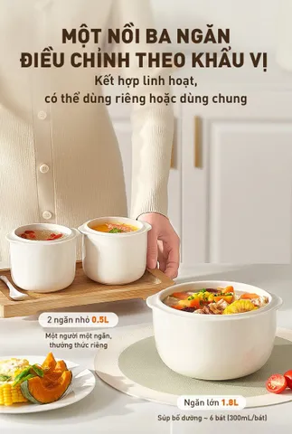 Nồi Nấu Chậm Joyoung JSC-187 - Nồi Chín Tự Động 1.8L Với 8 Chế Độ Nấu, Giữ Nhiệt, Chống Bỏng - Dụng Cụ Bếp Tiện Lợi