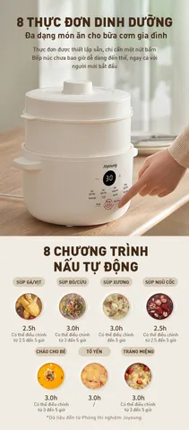 Nồi Nấu Chậm Joyoung JSC-187 - Nồi Chín Tự Động 1.8L Với 8 Chế Độ Nấu, Giữ Nhiệt, Chống Bỏng - Dụng Cụ Bếp Tiện Lợi