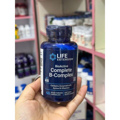 Viên Uống B Complex BioActive Complete 60 Viên Life Extension - Tăng Năng Lượng, Hỗ Trợ Hệ Thần Kinh, Không Chứa Gluten