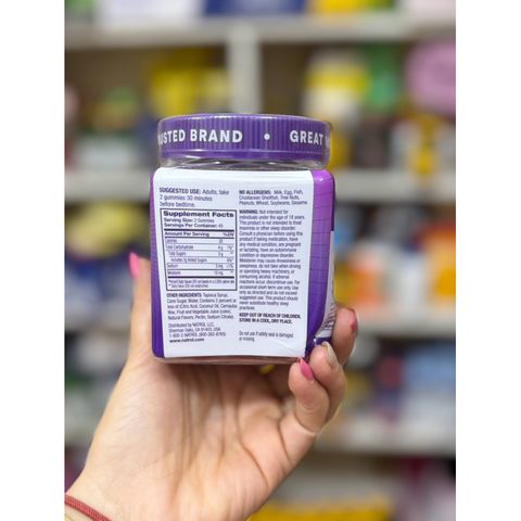 Kẹo Ngủ Natrol Gummies 10mg - Hỗ Trợ Giấc Ngủ Sâu, Thư Giãn Tự Nhiên, Hương Vị Dầu Tự Nhiên, Không GMO, Dễ Dùng