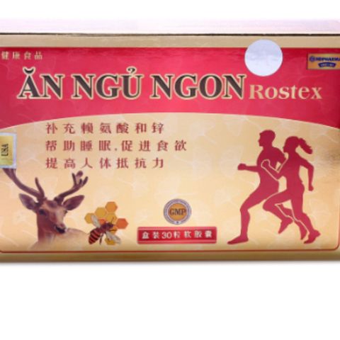 Viên Ăn Ngủ Ngon Rostex - Hỗ Trợ Giấc Ngủ Sâu, Tăng Cường Sức Đề Kháng, Hộp 30 Viên Tự Nhiên Bổ Sung Khoáng Chất, Vitamin