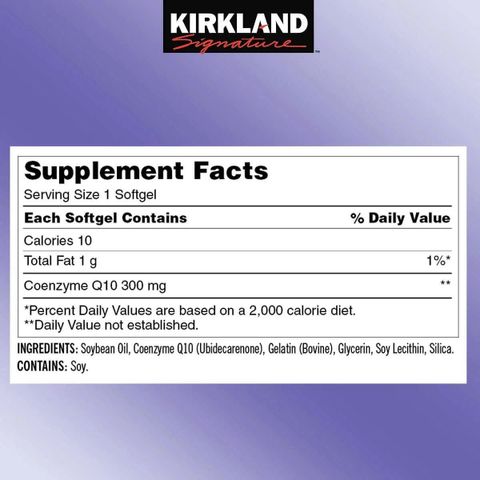 Viên uống Kirkland CoQ10 300mg - Hỗ trợ sức khỏe tim mạch và tăng cường năng lượng - Chất chống oxy hóa mạnh mẽ từ Mỹ