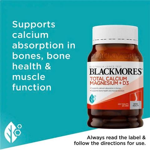 Viên Uống Blackmores Total Calcium, Magnesium & D3 200 Viên - Hỗ Trợ Sức Khỏe Xương và Cơ Bắp, Bổ Sung Vitamin D3 Vital