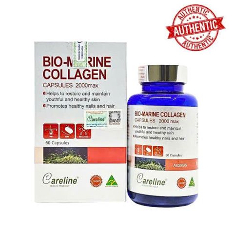 Viên Uống Collagen Bio Marine Careline - Hỗ Trợ Giảm Nếp Nhăn, Tăng Độ Đàn Hồi Da - 60 Viên Hấp Thụ Nhanh Chóng Từ Đạm Cá Biển Sâu