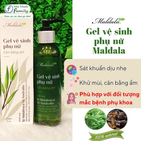 Gel Vệ Sinh Phụ Nữ Maldala 200ML - Cân Bằng pH, Ngừa Viêm Nhiễm, Chiết Xuất Tự Nhiên, An Toàn Sử Dụng Hàng Ngày