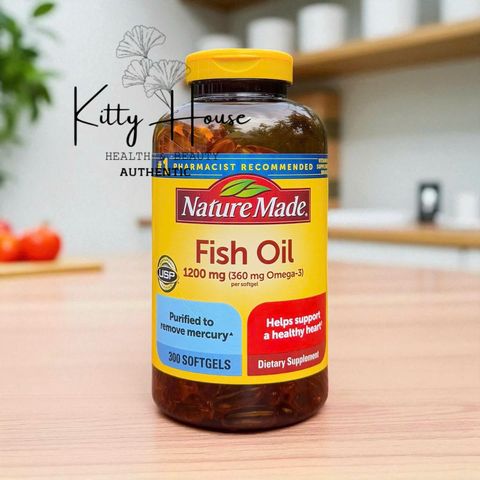 Viên uống Dầu Cá Nature Made Fish Oil 1200mg Omega 3 Hộp 300 Viên - Hỗ Trợ Tim Mạch và Nâng Cao Trí Não tại Mỹ