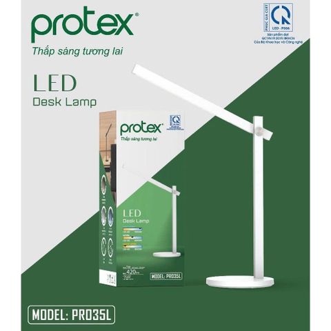 Đèn Bàn LED Protex PR035L - Đèn Học Cao Cấp, Bảo Vệ Thị Lực, Dimming 3 Mức Sáng, Cảm Ứng Sang Trọng, Chất Liệu Nhôm và Nhựa ABS