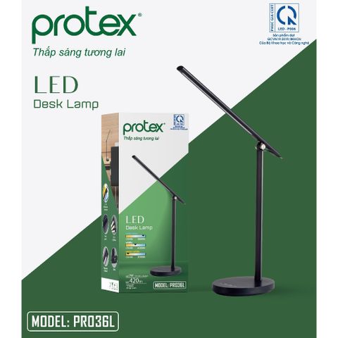 Đèn Bàn LED Protex PR036L Cao Cấp Chống Cận Thị - Đèn Đọc Sách Đa Chức Năng Có Cổng Sạc USB, Điều Chỉnh Ánh Sáng 3 Mức