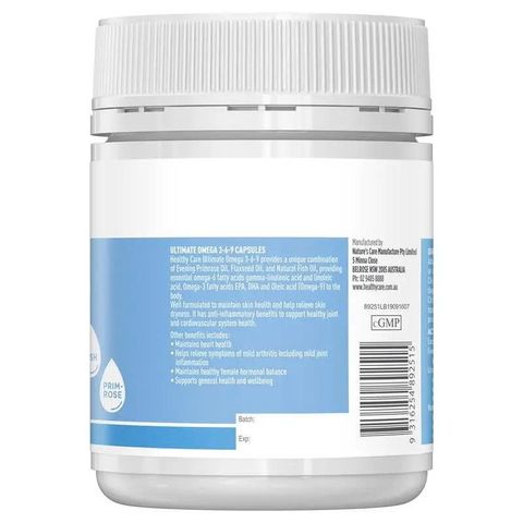 Viên uống bổ sung Omega 3-6-9 Healthy Care - 200 viên nang mềm hỗ trợ sức khỏe tim mạch và não bộ, nhập khẩu Úc