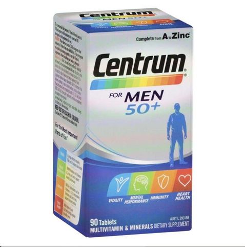 Viên Uống Vitamin Tổng Hợp Centrum For Men 50+ - Hỗ Trợ Sức Khỏe Nam Giới Trên 50 Tuổi - 90 Viên Úc