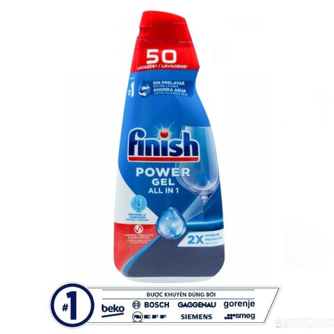 Gel Rửa Chén Finish Power All In One 1L + Muối Rửa Bát - Sạch Sâu, Khử Mùi, Bảo Vệ Máy, Chính Hãng EU
