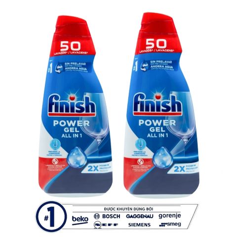 Gel Rửa Chén Finish Power All In One 1L + Muối Rửa Bát - Sạch Sâu, Khử Mùi, Bảo Vệ Máy, Chính Hãng EU