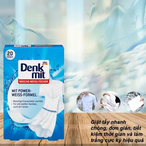 Giấy Giặt Tẩy Trắng & Chống Lem Màu Denkmit - Hàng Đức, Giữ Quần Áo Sáng Đẹp Bền Màu Hiệu Quả, Tiết Kiệm Thời Gian Giặt Dũ
