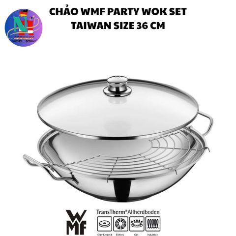 Chảo Sâu Lòng WMF Party Wok 36cm - Inox Cromargan Cao Cấp Dùng Bếp Từ, Gas, Điện - Thiết Kế Đa Năng, Bền Bỉ, Hàng Đức Chính Hãng