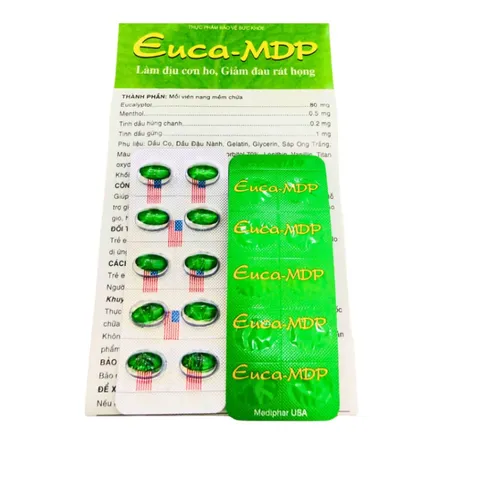 Viên uống EUCA MDP Giảm Ho, Đau Rát Họng - Hỗ trợ Sức Khỏe Đường Hô Hấp - Hộp 10 Vỉ x 10 Viên Nang Mềm