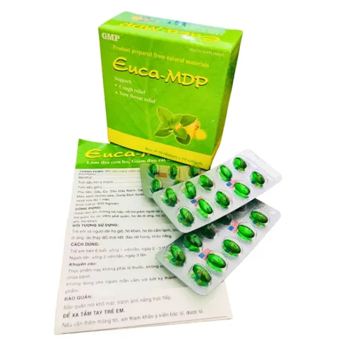 Viên uống EUCA MDP Giảm Ho, Đau Rát Họng - Hỗ trợ Sức Khỏe Đường Hô Hấp - Hộp 10 Vỉ x 10 Viên Nang Mềm
