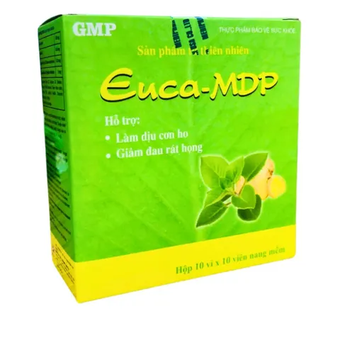 Viên uống EUCA MDP Giảm Ho, Đau Rát Họng - Hỗ trợ Sức Khỏe Đường Hô Hấp - Hộp 10 Vỉ x 10 Viên Nang Mềm