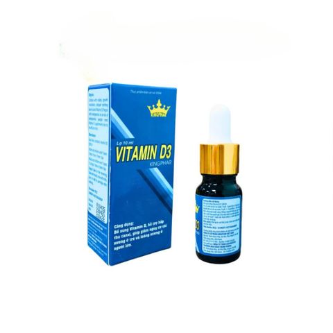 Lọ Nhỏ Giọt Vitamin D3 Kingphar 10ml - Bổ Sung Vitamin D3 Dễ Hấp Thu, Hỗ Trợ Phát Triển Xương Cho Trẻ Em và Người Lớn
