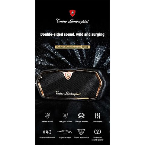 Loa Bluetooth Cao Cấp Tonino Lamborghini TL89 - Da Nappa, TWS, Âm Thanh 360 Độ, Logo Mạ Vàng 18K, Quà Tặng Sang Trọng