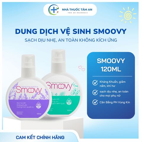 Dung dịch vệ sinh phụ nữ Smoovy 120ML - Làm sạch, ngăn ngừa vi khuẩn và mùi hôi, phù hợp cho da nhạy cảm và sau sinh.