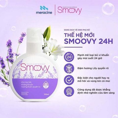 Dung dịch vệ sinh phụ nữ Smoovy 120ML - Làm sạch, ngăn ngừa vi khuẩn và mùi hôi, phù hợp cho da nhạy cảm và sau sinh.