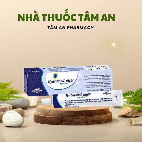 Mỡ Tra Mắt Ban Đêm HydraMed Night Sensitive 5g - Giúp Làm Dịu Khô, Bảo Vệ Mắt Kích Ứng và Phục Hồi Màng Phim Nước Mắt