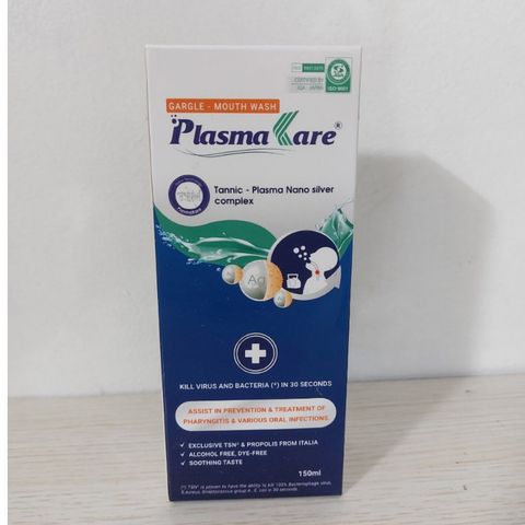 Nước Súc Miệng Họng Nano Bạc PLASMAKARE 250ML - Kháng Khuẩn, Giảm Viêm Họng, Viêm Amidan, Hôi Miệng, Dễ Long Đờm