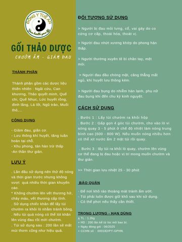 Túi Chườm Nóng Thảo Dược An Thần Ngủ - Giảm Đau Nhức, Căng Cơ, Hỗ Trợ Tăng Cường Sức Khỏe 1.2 KG