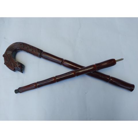 Gậy Đầu Rồng Thân Rồng Gỗ Hương Đá -GGH-002 Hàng chính hãng Vua cờ -Hộp trang sức