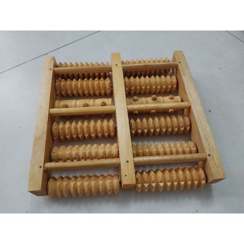 Con Lăn Bàn Chân Gỗ- Bàn  Lăn Chân 2 Bên Rộng 27cm x 27cm x 5 cm- Giúp Lưu Các Huyệt Lòng Bàn Chân- Giúp Thư Giãn