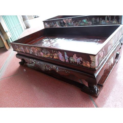 Khay Chè Khảm Trai Hình Chữ Nhật 34cm - Gỗ Trắc Tự Nhiên, Hoa Văn Ốc Xà Cừ Trang Trí Nhà Cửa Sang Trọng