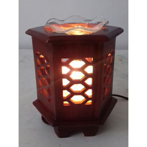 Đèn xông tinh dầu gỗ hương lục giác DLG-01