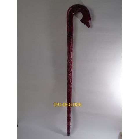 Combo Gậy Batoong gỗ đầu trạm thân  rồng - Kèm Cây xỏ giầy gỗ muồng đen KT 55cm