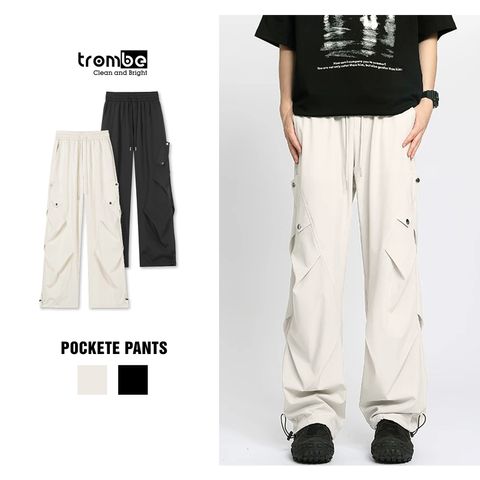 Quần Ống Rộng Trombe - Quần Cargo Unisex Xếp Ly Phong Cách Streetwear Chất Liệu Kaki Thoải Mái Dễ Phối Đồ