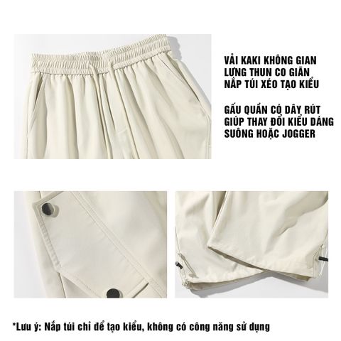 Quần Ống Rộng Trombe - Quần Cargo Unisex Xếp Ly Phong Cách Streetwear Chất Liệu Kaki Thoải Mái Dễ Phối Đồ